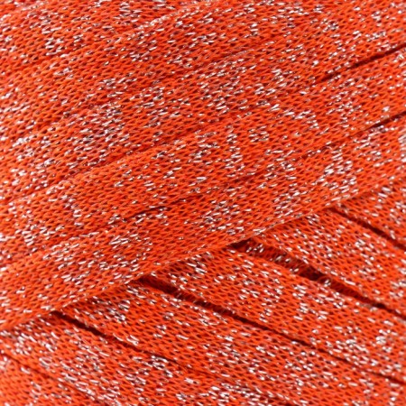 Knitted yarn "Ribbon" with Lurex 85m/170 ± 5 g (mountain ash, lurex: silver)-2