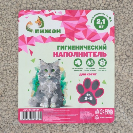 Hygienic "Piggion" filler, for kittens 2.1 kg absorbability up to 4 l FR 2-6-1