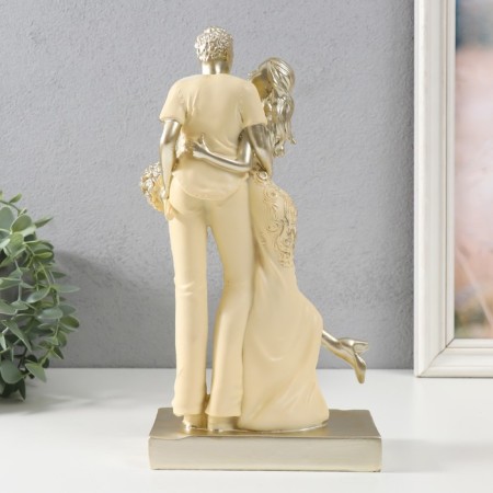 Souvenir Polystone "Tender Meeting" Beige with gold 14.5x7.1x27 cm-2