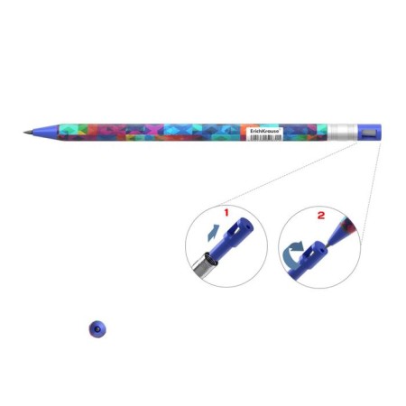 Mechanical pencil Erichkrause "Colortouch Patchwork", Grifel D = 2.0 mm, with a grief, "Soft-Touch" case with a design, in a tube-6