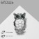 Owl brooch, green-white color in silver