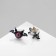Earms with enamel "Monster" with wings, black-pink color