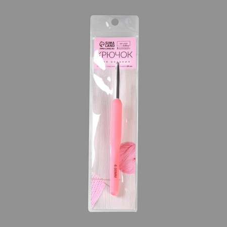 Knitting hook, with a plastic handle, d = 6 mm, 14 cm, pink color-5