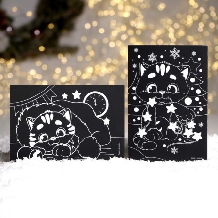 A set of engravings for the New Year "Kitty", 2 pcs, New Year's set for creativity-2