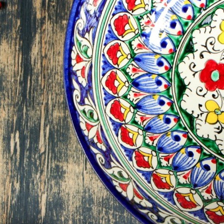 Suditsa Rishtan ceramics "Flowers", 25 cm, blue-2