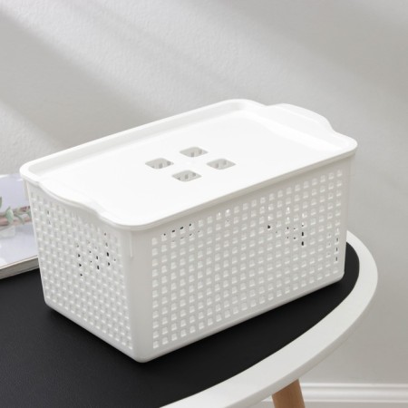 Storage basket with a lid "Loft", 5.3 l, white color