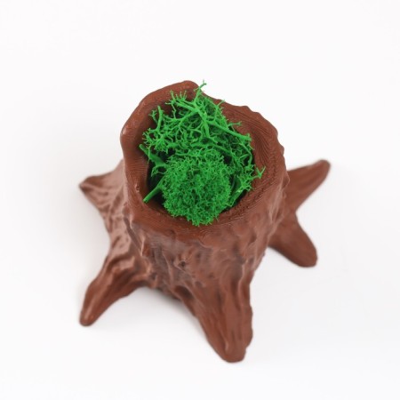 Concrete Kashpo "stump" 7.5x8.5x7 cm dark brown with moss (moss stabilized)-4