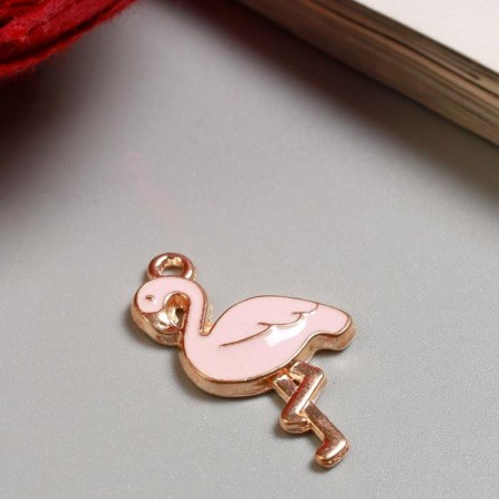 Decor for creativity metal, enamel "pink flamingo" gold 2.8x1.8 cm-1