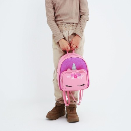 Baby backpack with a pocket for the girl "Unicorn", artificial leather, 27x23 x 10 cm-5