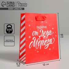 Package Laminated Vertical “Gift from Santa Claus”, S 12 x 15 x 5.5 cm, New Year