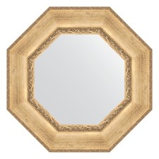 Mirror in a baguette frame, aged silver with an ornament of 120 mm, 63x63 cm