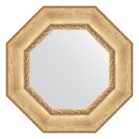 Mirror in a baguette frame, aged silver with an ornament of 120 mm, 63x63 cm