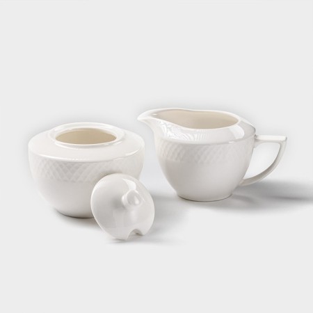 The porcelain setting Wilmax "Julia Vysotskaya", 2 items: sugar tower 340 ml, milkman 280 ml, white color-1