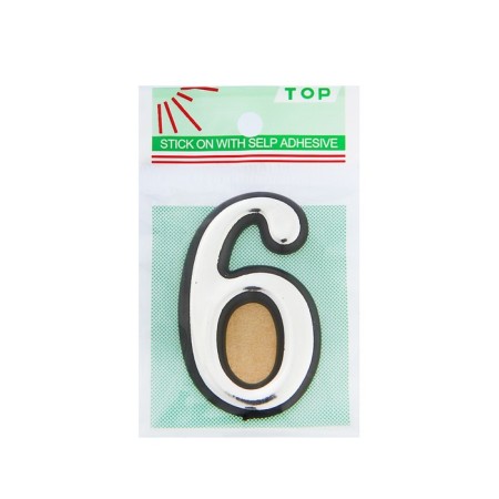 Door number "6", plastic, chromium color-3