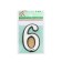 Door number "6", plastic, chromium color