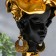 Souvenir Polystone Bust Top "Girl from Africa" ​​Black with gold 23x15x15 cm