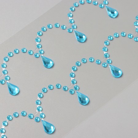 Stick plastic rhinestones "suspensions" blue 35x8 cm-2