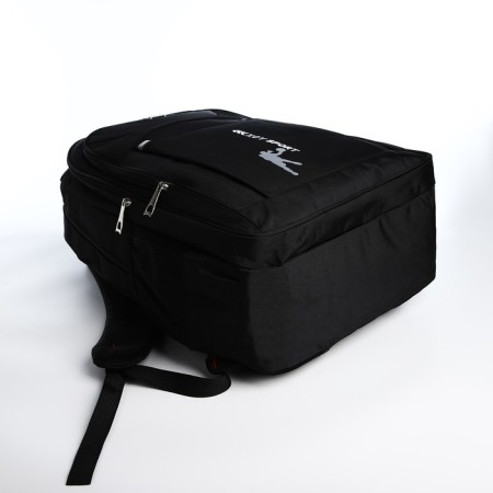 Youth backpack from textiles, 2 parts on lightning, 3 pockets, black/gray color-4