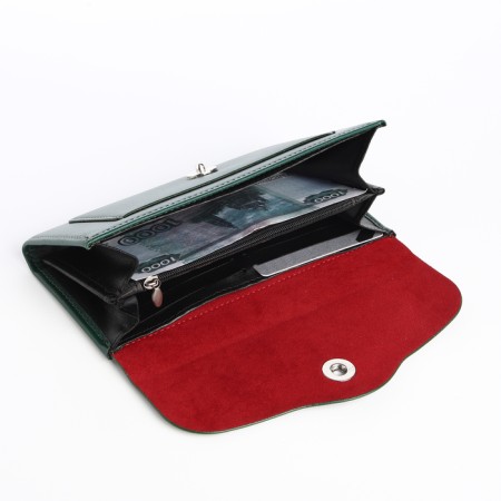 Women's wallet on magnet, green color-3
