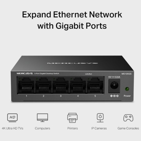 Mercusysys MS105GS (L2) 5x1gbit/s Unvowel-4