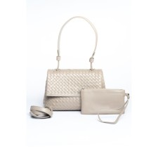 Bag Cross-Body Women's, genuine leather, Ludor beige, 27x12x18 cm