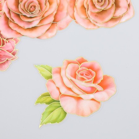 Stickers for creativity "Pink roses" set of 10 pcs 0.2x8.5x13.3 cm-1