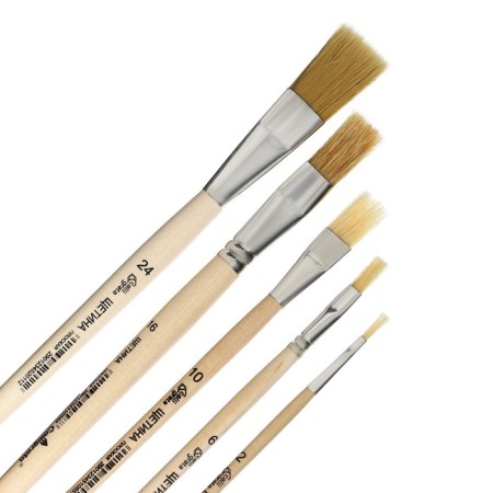 Set of brushes bristles 5 pieces, calligrata (flat No.: 2, 6, 10, 16, 24), wooden handle-6