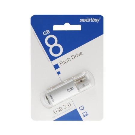Flash drive Smartbuy V-Cut, 8 GB, USB 2.0, th Up 25 MB/s, PLO up to 15 Mb/s, gray