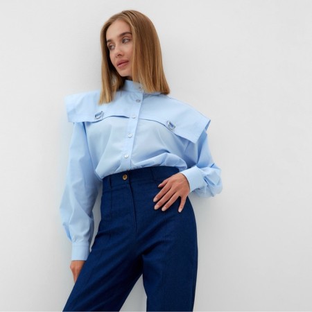 Women's blouse Minaku: Casual Collection Blue Color, Rr. 52