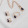 Set 3 objects: earrings, pendant, ring dimensionless “Edel” drop, dark blue color in gold, 45 cm