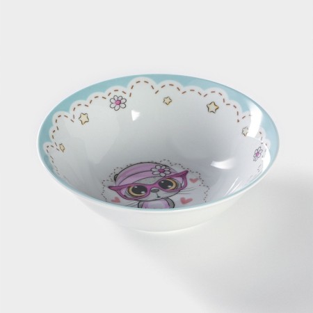 Plate ceramic deep share "cat", 400 ml, d = 15 cm, white color-2