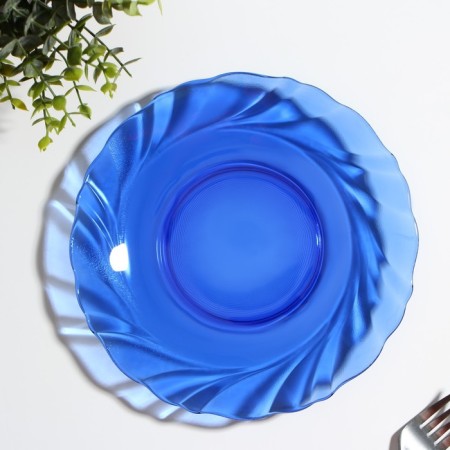 Plate flat Sea Brim, d = 21 cm, glass, blue color