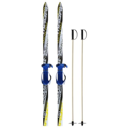 Ski -adolescent kit: skis 130 cm, sticks 100 cm, MIX color
