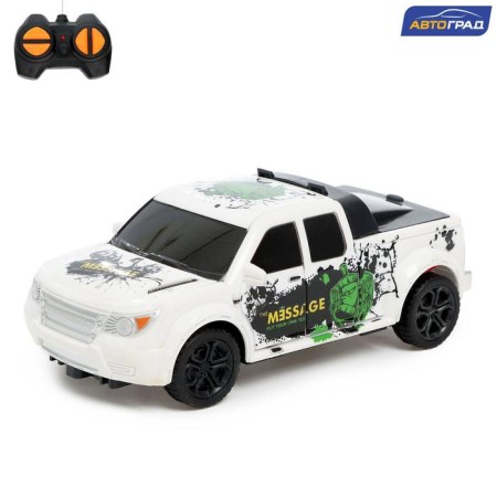 Radio -controlled "pickup" machine works on batteries, white color