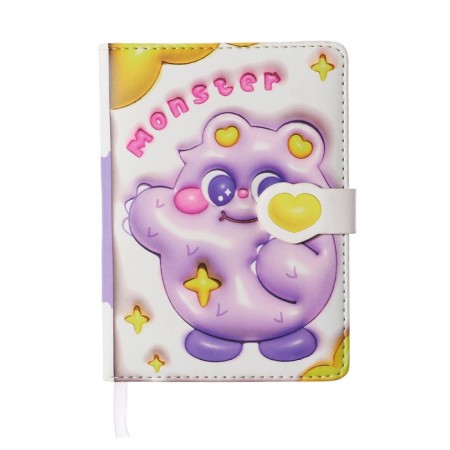 Gift notebook, A6, 100 sheets, color block, with a curly knife, PVC cover, Monster, Mix-4