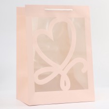 Gift package with a curly window, 25 x 18 x 35 cm, pink