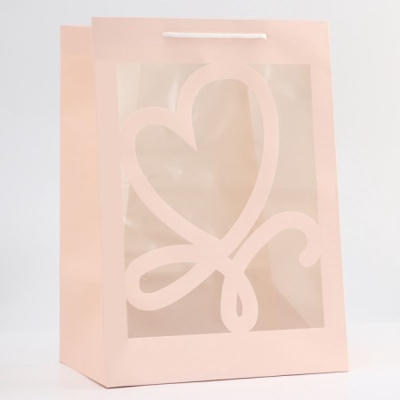 Gift package with a curly window, 25 x 18 x 35 cm, pink