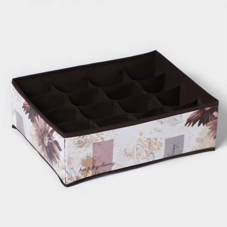 Organizer for storing linen of the Astra, 24 cells, 38 × 30 × 12 cm, brown color