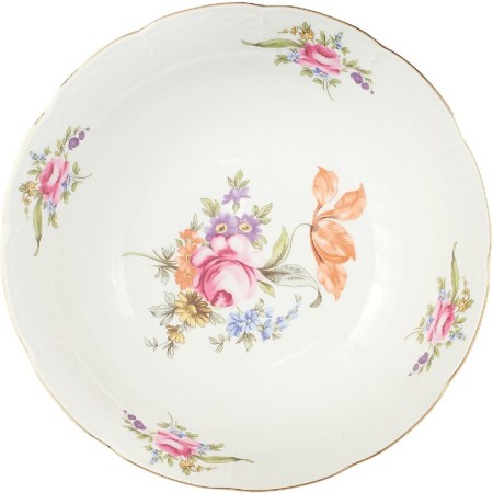 Round Menuet salad, decor "Meissen flower, gold laying", 24 cm-1