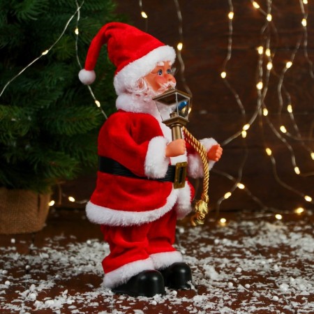 Santa Claus "Red fur coat, strap, with a flashlight" with backlight, moves, 27 cm-1