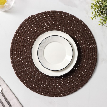 Serving napkin on the table “Shine”, d = 38 cm, brown color-3