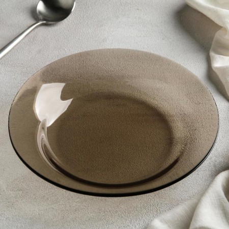 Small glass plate "Warckeshop Brows", D = 22 cm, brown color-5