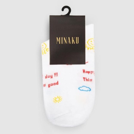 Women's socks minku "Happy Day", white color, size 36-37 (23 cm)-2