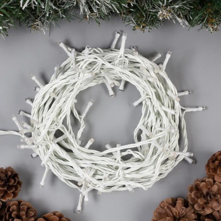 Garland “thread” 10 m, IP44, white thread, 100 LED, glow warm white, 8 modes, 220 V-1