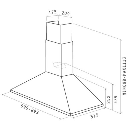 Exto Elica Tamaya Rail/A/60, fireplace, 750 m3/h, 3 speeds, 59.9 cm, color anthracite-2