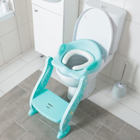 Children's lining - a seat on the toilet, soft, with a step, the color is turquoise