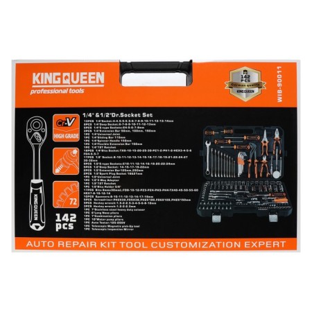 Set of instruments Universal Kingqueen Wib-90011, 72 tooth, 1/2 1/4 ", 142 subjects-4