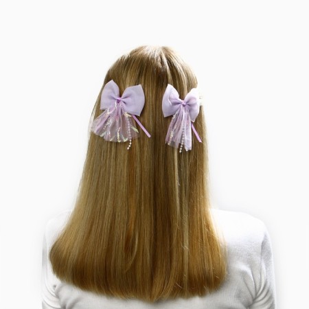 Hair clip, 2 pcs, bow 7.5 cm, Minnie Mouse-5