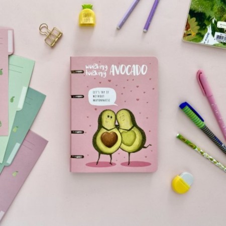 Notebook on rings, 80 sheets in the "Avocado. Love" line, cardboard cover, matte lamination Soft Touch, foil embossing, shift block 70 g/m2-6