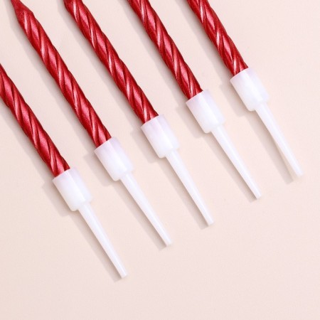 Set of candles in the cake "Spiral", 200pcs, 5 cm, red metallic-2